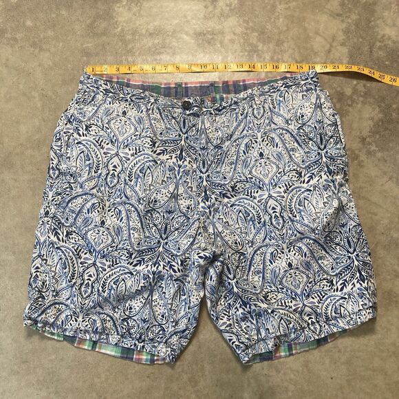 Tommy Bahama‎ Shorts Mens 40 Reversible Chino Linen Paisley Plaid Resort - Picture 1 of 11